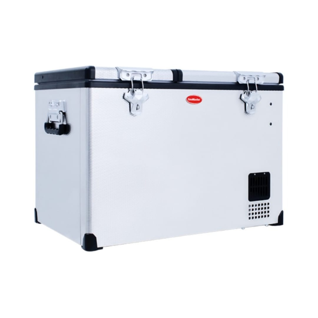 SnoMaster – 66L Low Profile Dual Compartment Stainless Steel Fridge/Freezer AC/DC